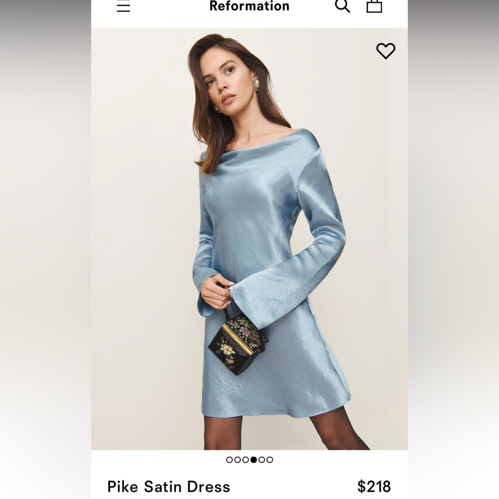 Reformation Pike Satin Dress size xs blue